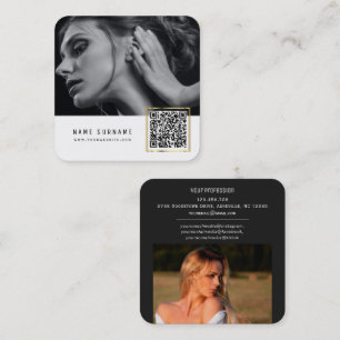 modern sophisticated QR code networking photos Square Business Card