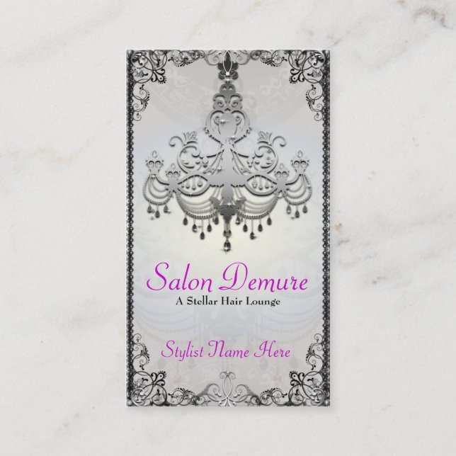 Modern Sophisticated Silver Designer Salon Appointment Card (Front)