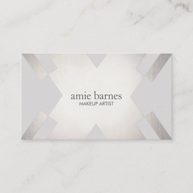 Modern Sophisticated Silver & Grey Geometric Chic Business Card (Front)