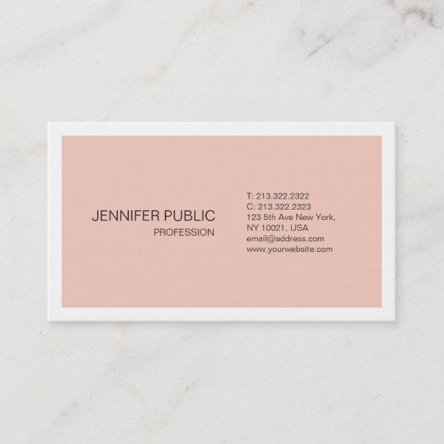 Modern Sophisticated Sleek Design Trendy Plain Business Card (Front)