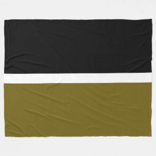 Modern Sophisticated Warm Olive Black Colour Block Fleece Blanket