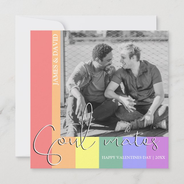 Modern Soulmates LGBT Photo Valentines Day Card (Front)