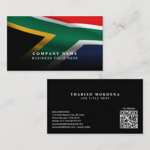 Modern South African National Flag with QR Code Business Card