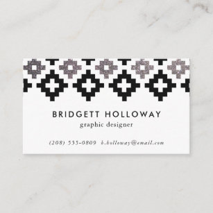 Modern Southwest Blanket Black Faux Silver Glitter Business Card