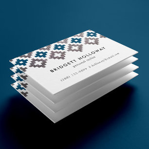Modern Southwest Blanket Navy and Silver Glitter Business Card