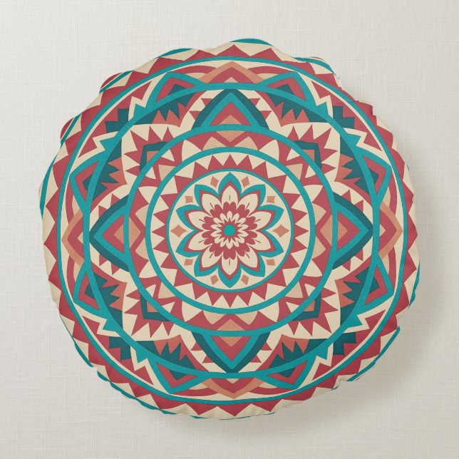 Modern Southwest Mandala Round Cushion (Back)