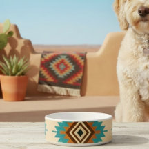 Modern Southwest Style Ceramic Pet Bowl