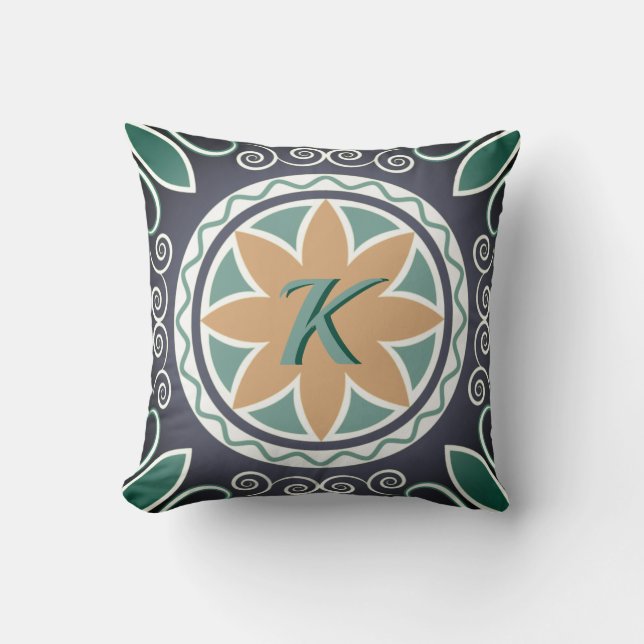 Modern Southwest Tile Design Monogrammed Cushion (Front)