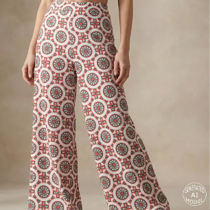 Modern Southwestern Ethnic Red & Grey Geometric Fabric
