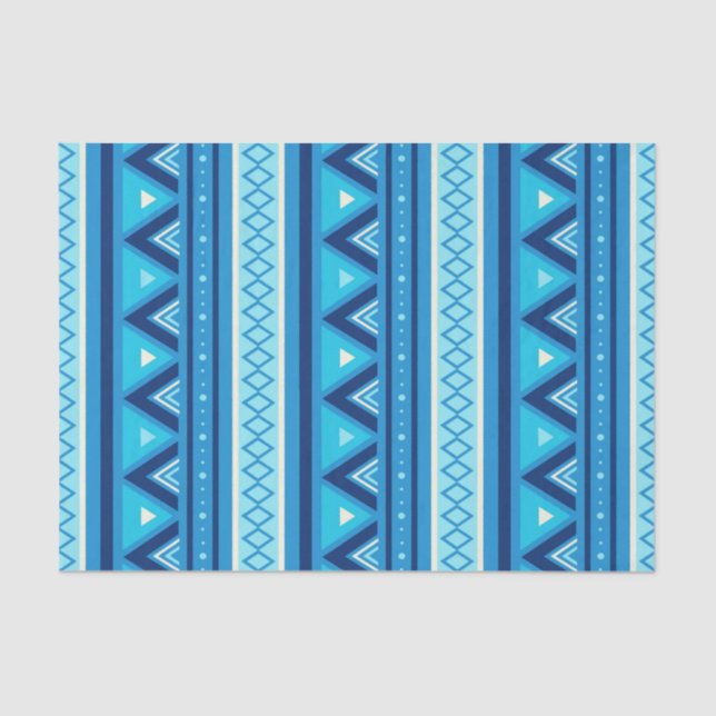 Modern Southwestern Geometric, Blue & Turquoise Tissue Paper (Front)