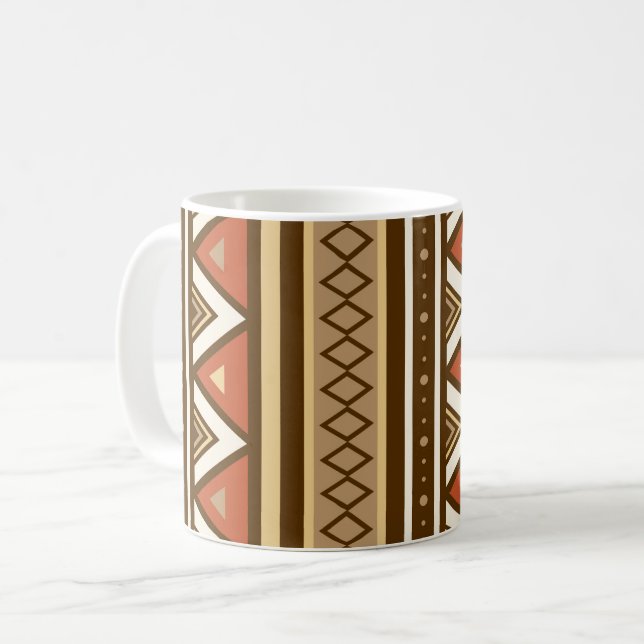 Modern Southwestern Geometric, Brown, Tan & Rust Coffee Mug (Front Left)