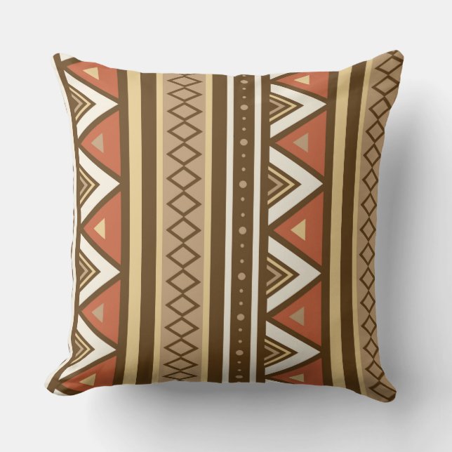 Modern Southwestern Geometric, Brown, Tan & Rust Cushion (Front)