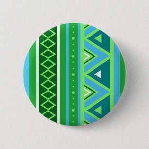 Modern Southwestern Geometric, Green and Aqua 6 Cm Round Badge