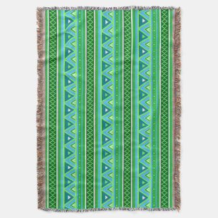 Modern Southwestern Geometric, Green and Aqua  Throw Blanket