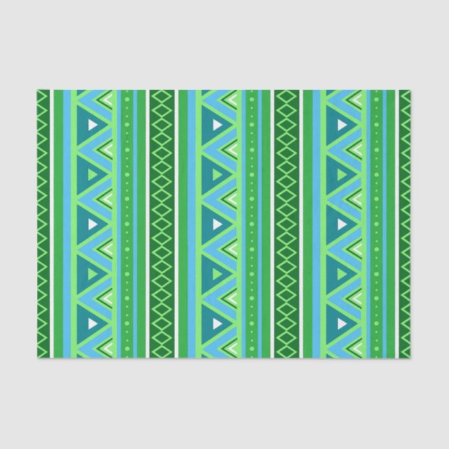 Modern Southwestern Geometric, Green and Aqua Tissue Paper (Front)
