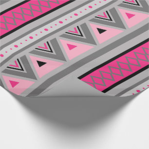 Modern Southwestern Geometric, Pink and Grey Wrapping Paper