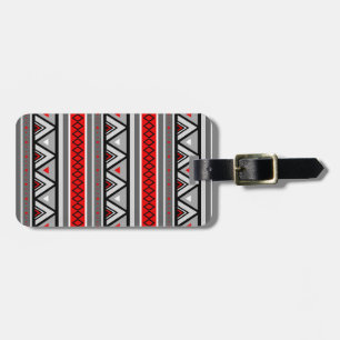 Modern Southwestern Geometric, Red, Black and Grey Luggage Tag