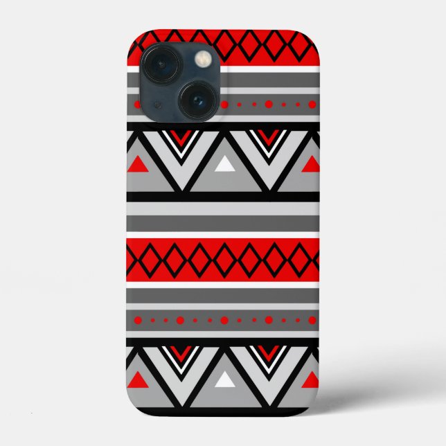 Modern Southwestern Geometric, Red & Grey / Grey Case-Mate iPhone Case (Back)