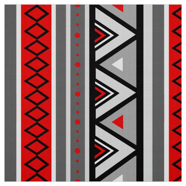 Modern Southwestern Geometric, Red & Grey / Grey Fabric (Swatch)