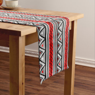 Modern Southwestern Geometric, Red & Grey / Grey Short Table Runner