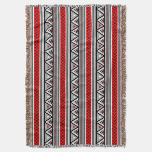 Modern Southwestern Geometric, Red & Grey / Grey Throw Blanket