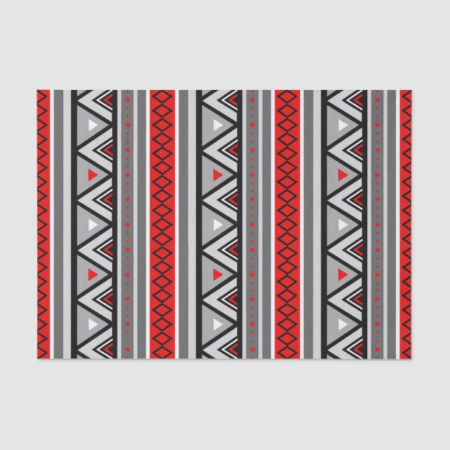 Modern Southwestern Geometric, Red & Grey / Grey Tissue Paper (Front)
