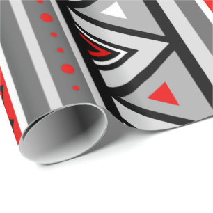 Modern Southwestern Geometric, Red & Grey / Grey Wrapping Paper