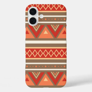 Modern Southwestern Geometric, Taupe & Orange iPhone 16 Plus Case