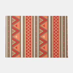 Modern Southwestern Geometric, Taupe & Orange Doormat