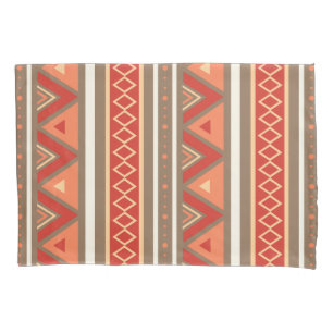 Modern Southwestern Geometric, Taupe & Orange Pillowcase