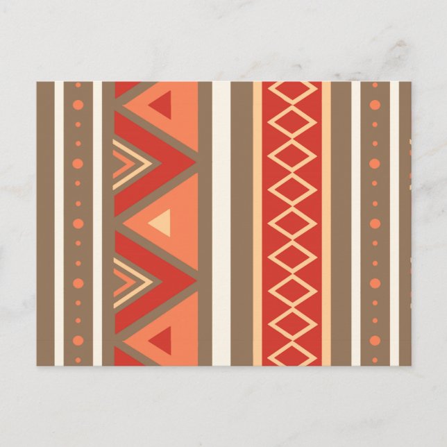 Modern Southwestern Geometric, Taupe & Orange Postcard (Front)