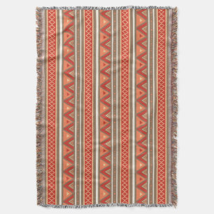 Modern Southwestern Geometric, Taupe & Orange Throw Blanket