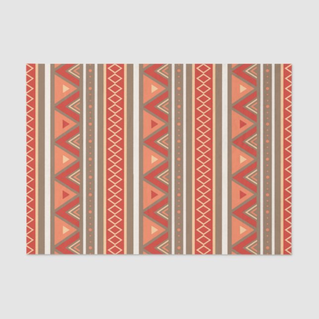Modern Southwestern Geometric, Taupe & Orange Tissue Paper (Front)