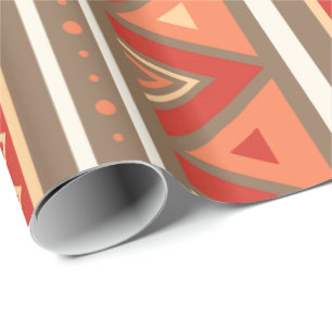 Modern Southwestern Geometric, Taupe & Orange Wrapping Paper