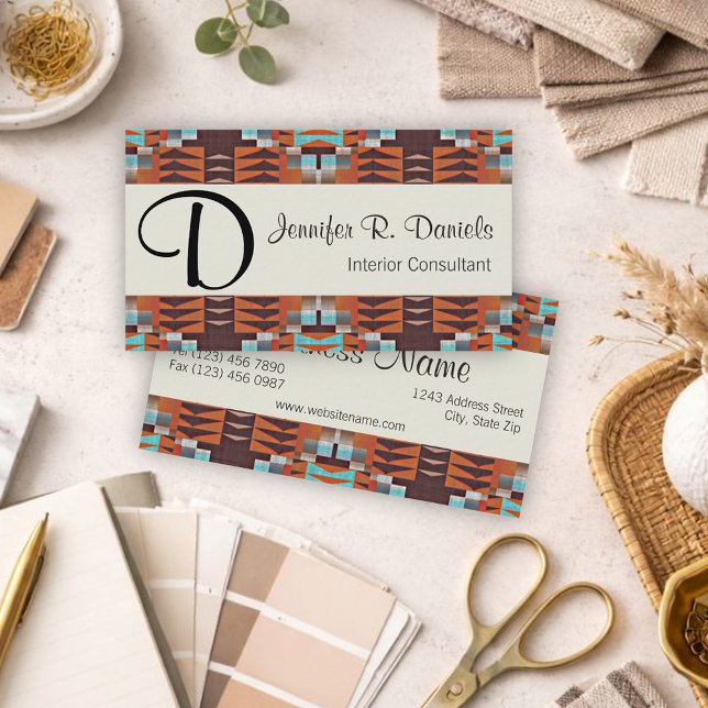 Modern Southwestern Geometric Tribal Art Pattern Business Card (Creator Uploaded)