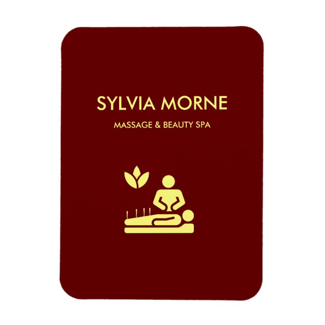 Modern spa yellow silhouette maroon magnet (Vertical)