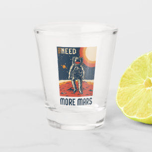Modern Space Astronaut Mars Cartoon Shot Glass