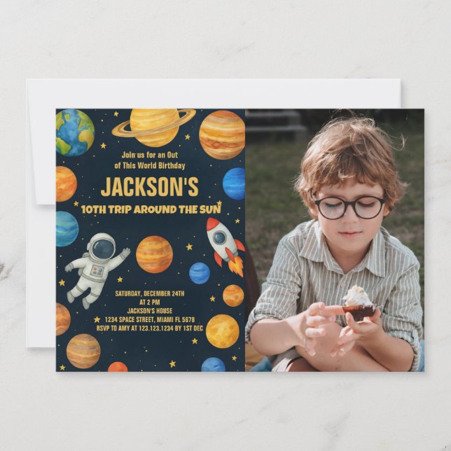 Modern Space Birthday Invitation (Front)