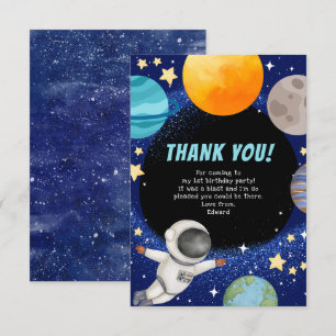 Modern Space Birthday Party Thank You Card