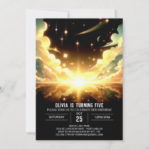 Modern Space Celestial Digital Birthday Invitation