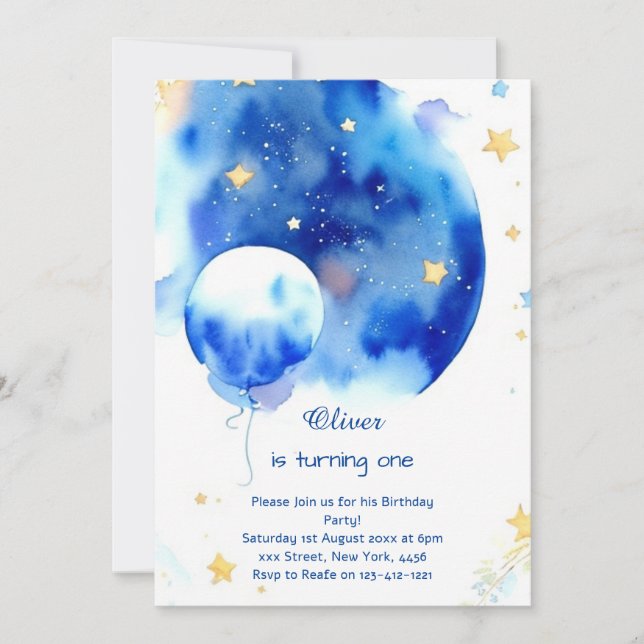 Modern Space Galactic Birthday Invitation (Front)