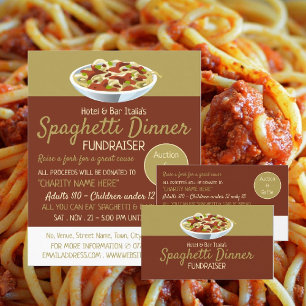 Modern Spaghetti Dinner Fundraiser Event Business Card