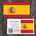 Modern Spain, Business Card, Spanish Flag /QR Code Card<br><div class="desc">Business Cards: Modern Spanish business card featuring flag of Spain on one side and your details together with scannable QR Code, small Spanish flag on the other side. Easily customise link in QR Code for your website or mobile number, personalise name, address details or change flag on the side for...</div>