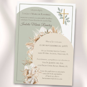 Modern Spanish baptism pampa grass bautizo Invitation