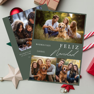 Modern Spanish Feliz Navidad Photo Christmas Holiday Card