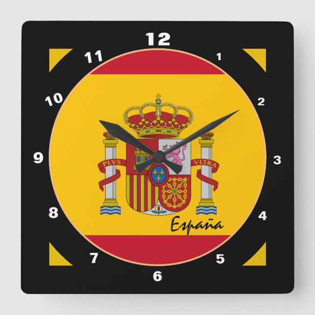 Modern Spanish Flag & Spain trendy Home / design Square Wall Clock (Front)