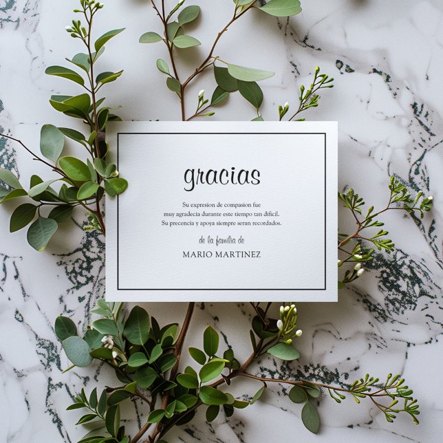 Modern Spanish Gracias | Sympathy Thank You Card (Creator Uploaded)