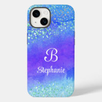 Modern Sparkle Glitter Stars Blue Purple Blue
