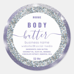 Modern sparkle glittery script body butter label