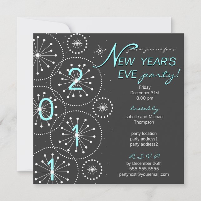 Modern Sparkle New Years Eve Party Invitation (Front)